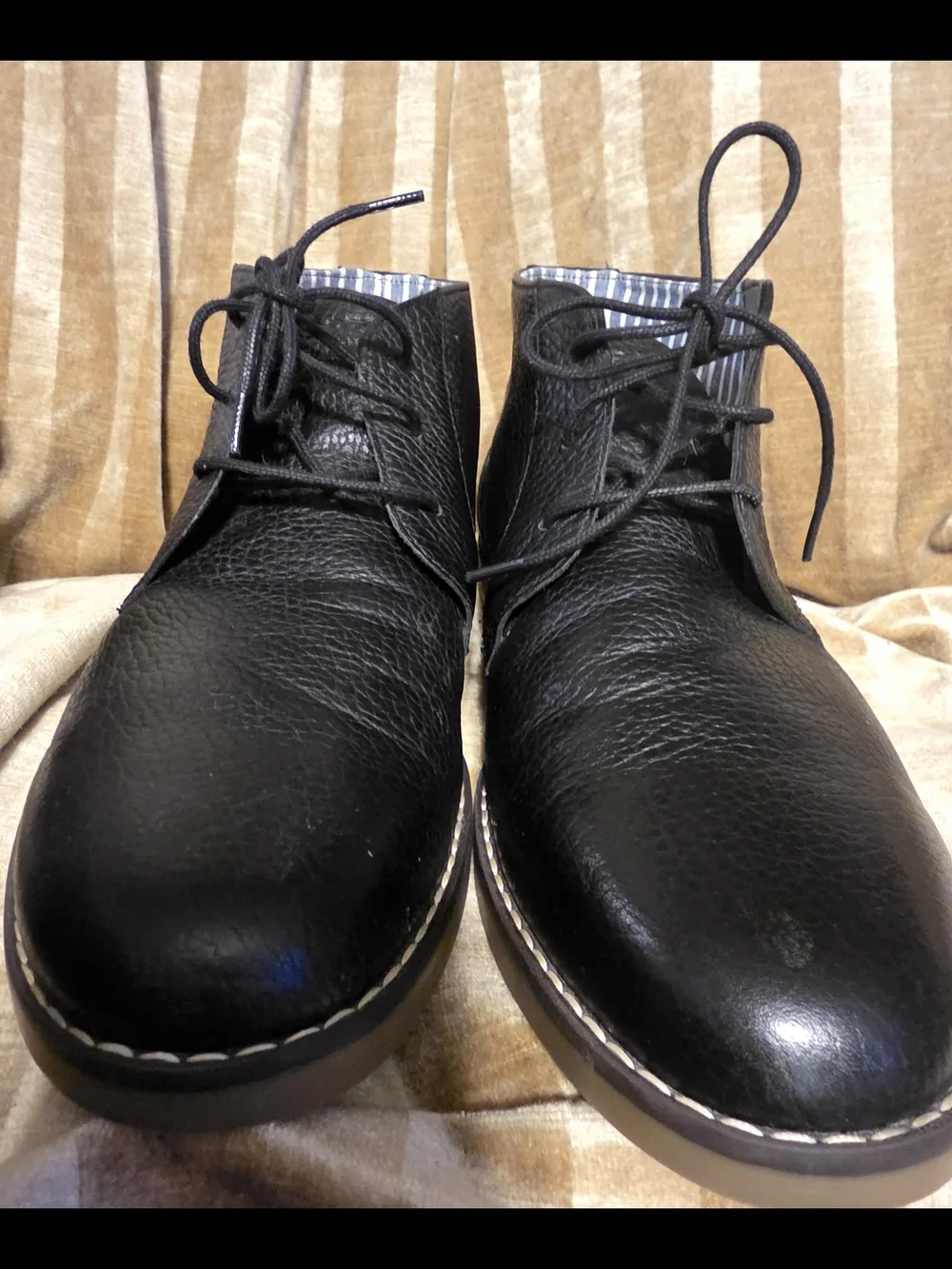 Sperry Men's Black Leather Chukka Boots with Striped Lining